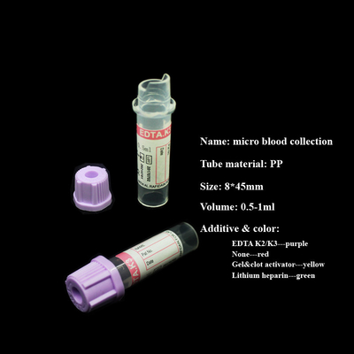 Sterilisasi Radiasi Edta Mengandung Tabung 0.1ml Tabung Lab Pediatrik