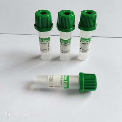 8*45mm Lithium Heparin Mini Tube Hijau Micro Non Vacuum Tube Dengan Pipe