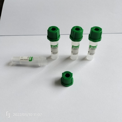 8*45mm Lithium Heparin Mini Tube Hijau Micro Non Vacuum Tube Dengan Pipe