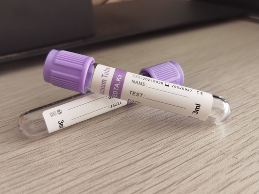 Disemprot K3edta Vacuum 2ml Kaca Botol Uji Darah Ungu Label OEM