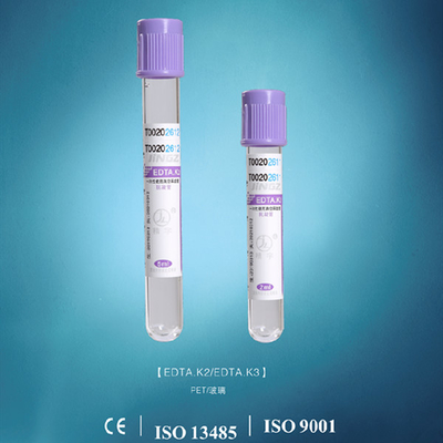 PET Glass K2 EDTA Tube Purple Vacuum 16 * 100mm Untuk Pemeriksaan Hematologi
