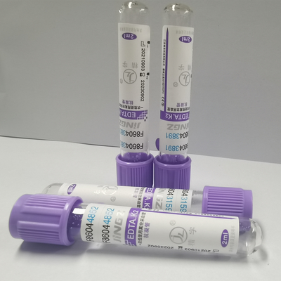 Penggunaan Tunggal K2 EDTA Vacuum Purple Top Lab Tube Ukuran 13 × 75mm