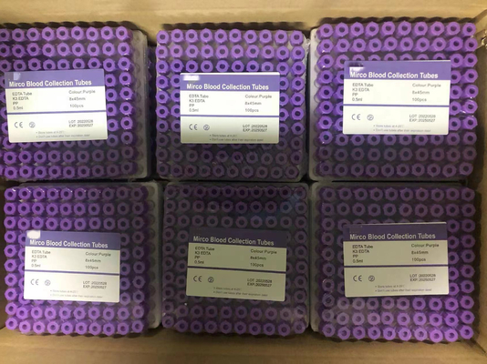 Lavender Tabung EDTA Kecil Mikro Non Vacuum Edta 0,5 ml Untuk Tes Pediatrik