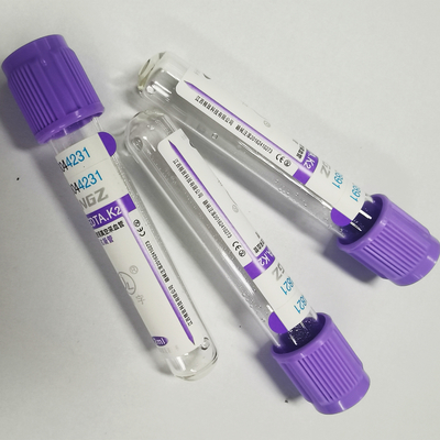 Vakum Medis K3 EDTA Vial Lavender Top Blood Collection Tube Tanda ISO13485