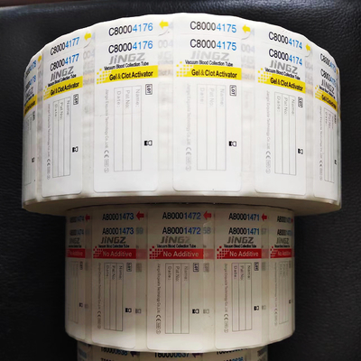 50 * 19mm Label Tabung Darah Medis 50-60mic Tebal Roll Packing