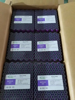 Lavender Cap Vacuum Blood Collection K3 K2 EDTA Tabung Kaca Plastik 0.5-10ml