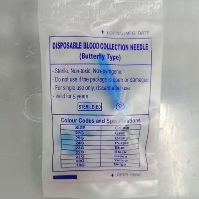 Koleksi Darah Vena Steril Jarum Scalp Vein Set Kelas Medis Biru 23G