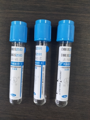 Tabung Pengumpulan Darah Medis Sodium Citrate 3,2% dengan tabung uji atas biru