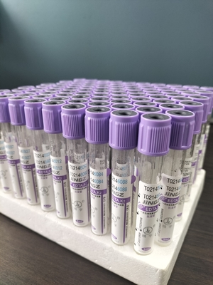 Tabung EDTA kaca K2 untuk 1ml-10ml Kapasitas dengan Label Tabung Ungu Warna dalam bahan kaca