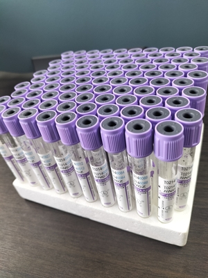 Tabung EDTA kaca K2 untuk 1ml-10ml Kapasitas dengan Label Tabung Ungu Warna dalam bahan kaca