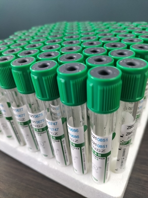 Green Cap 2ml-10ml Sodium Heparin Tube Untuk Tes Tabung Pengumpulan Darah Medis