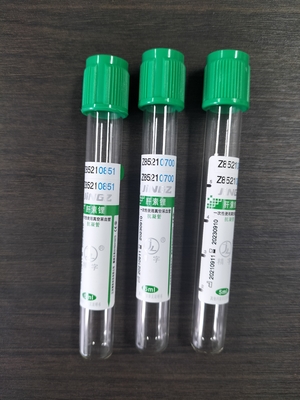 Green Cap 2ml-10ml Sodium Heparin Tube Untuk Tes Tabung Pengumpulan Darah Medis