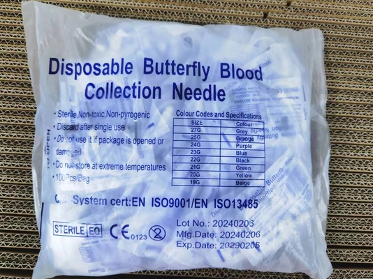 Single Winged Butterfly Needle Blood Collection Needle 21G 22G 23G 24G 25G Dengan Tanda Ce