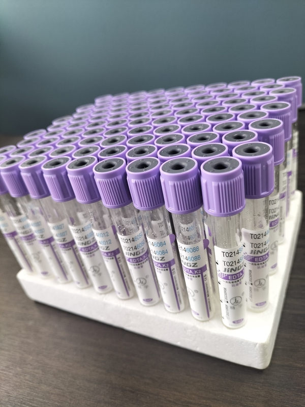 Tabung EDTA kaca K2 untuk 1ml-10ml Kapasitas dengan Label Tabung Ungu Warna dalam bahan kaca