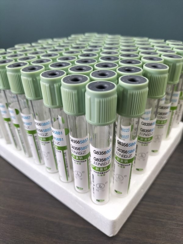 Tabung Pengumpulan Darah Medis 2ml-10ml Tabung Tes Darah Cap Hijau Cahaya dengan Penekanan Cap